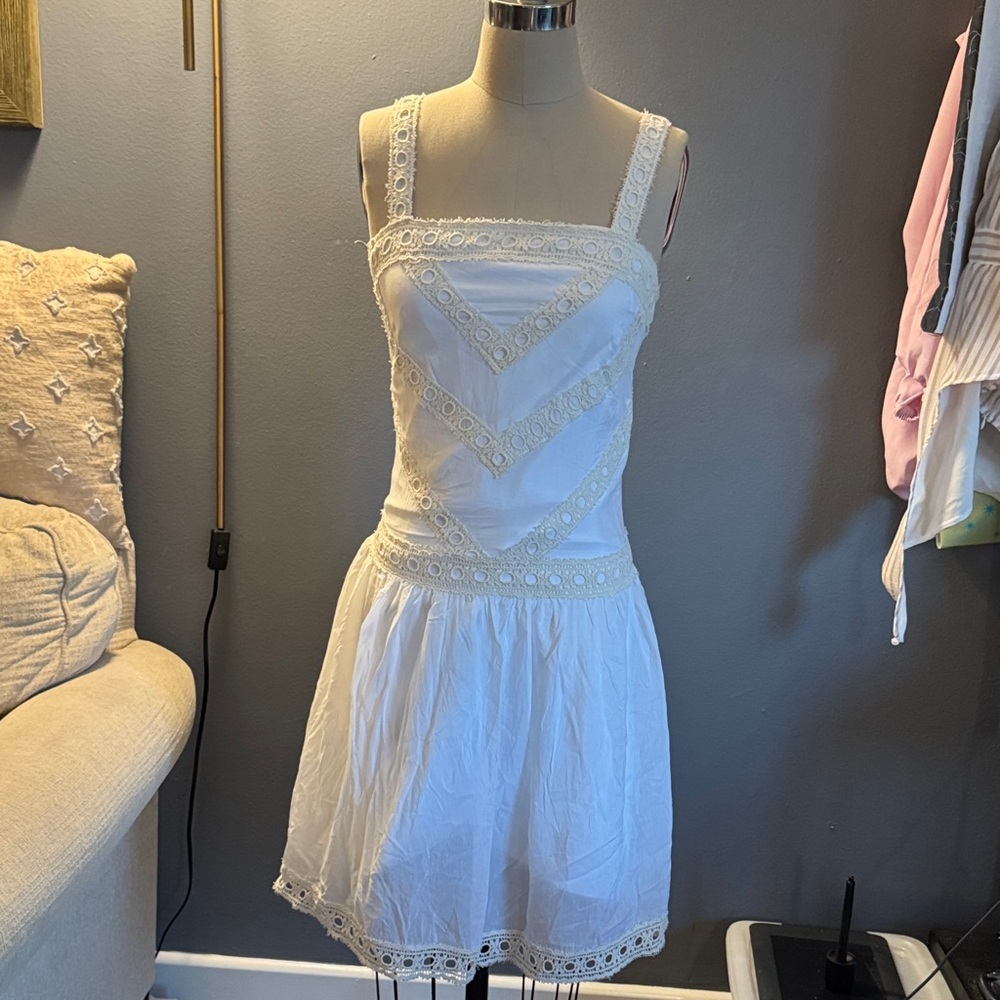White Lace Trim Dress
